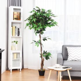 5.5 Feet Artificial Ficus Silk Tree with Wood Trunks