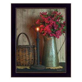 "Basket and Blossoms" By Susan Boyer, Printed Wall Art, Ready To Hang Framed Poster, Black Frame