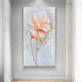 100% Handmade Orange Flower Oil Painting Modern Art Picture Living Room Luxury Abstract Art Corridor Aisle Wall Decor (size: 50X70cm)