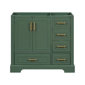 [Cabinet Only] 36" Traditional Bathroom Vanity(Sink not included) (Color: Green, Material: Solid Wood+MDF)